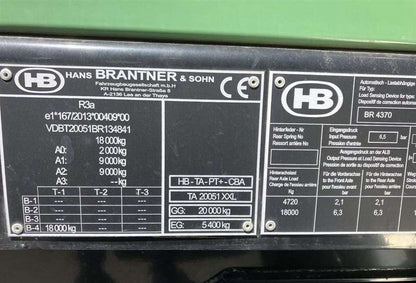 Remorque agricole BRANTNER TA 20051 XXL à partir de 2024